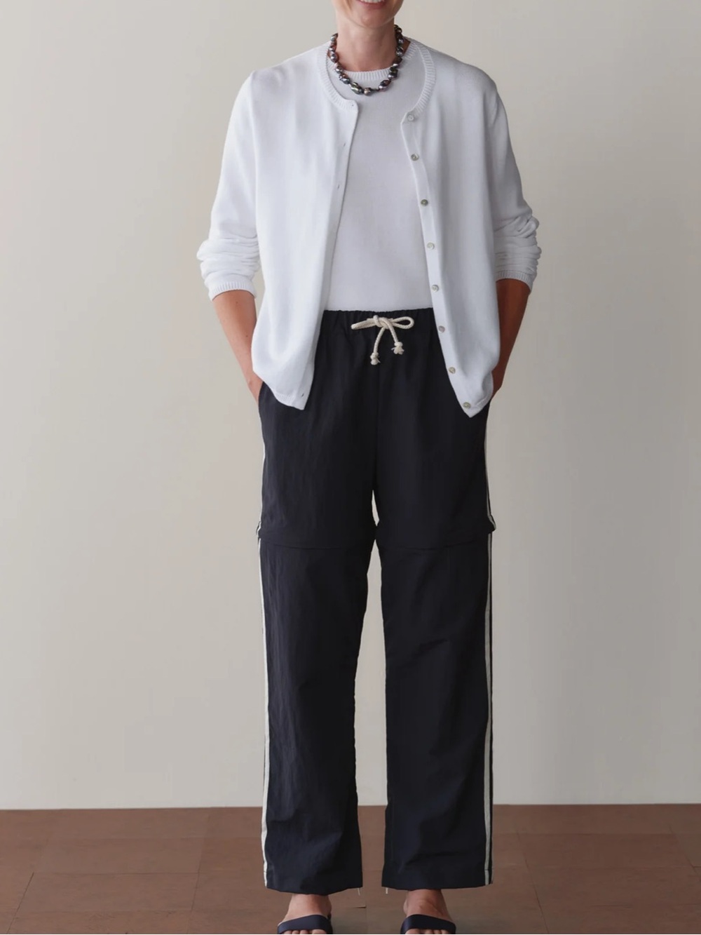 DONNI. The Nylon Zip Pant in Jet